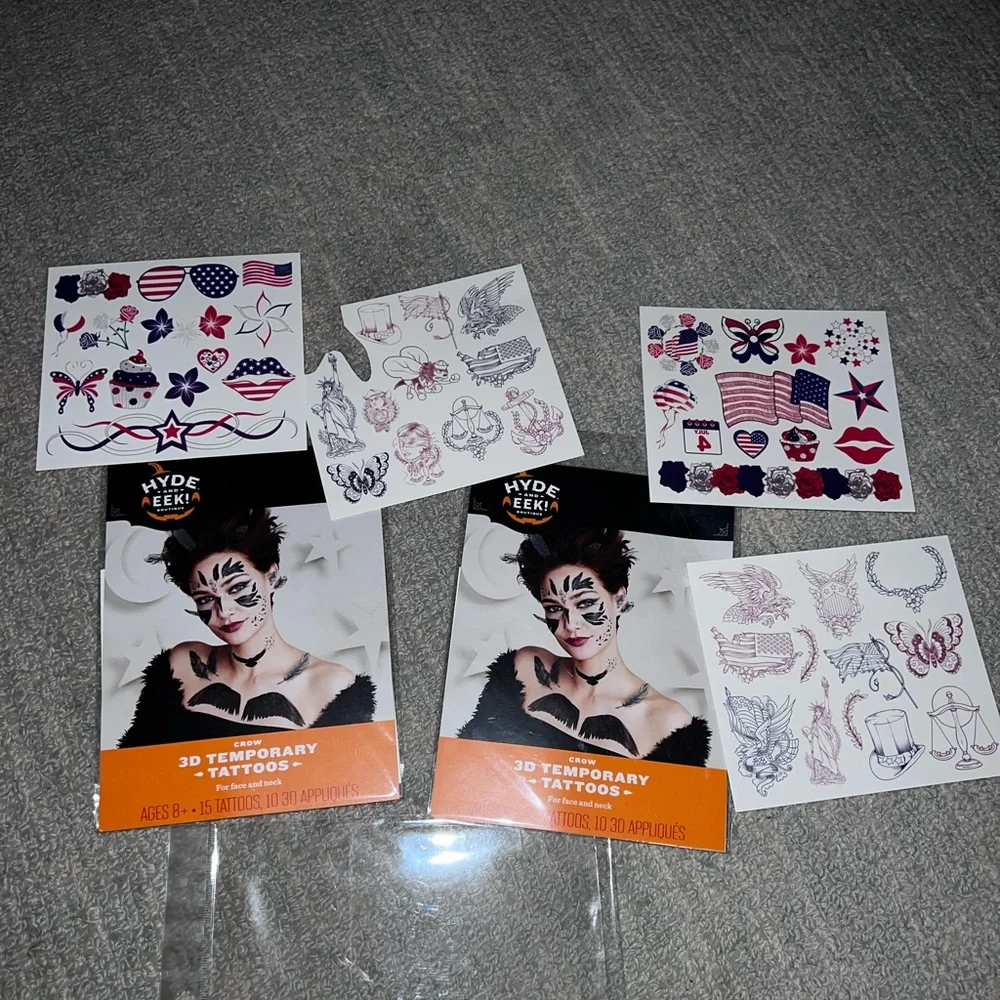 Temporary tattoo bundle; minimalist looks & Fourth of July